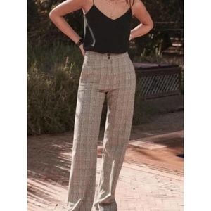 Sezane Marty High Waist Wide Leg Plaid Pants NWT Sz. 38 (US 6)